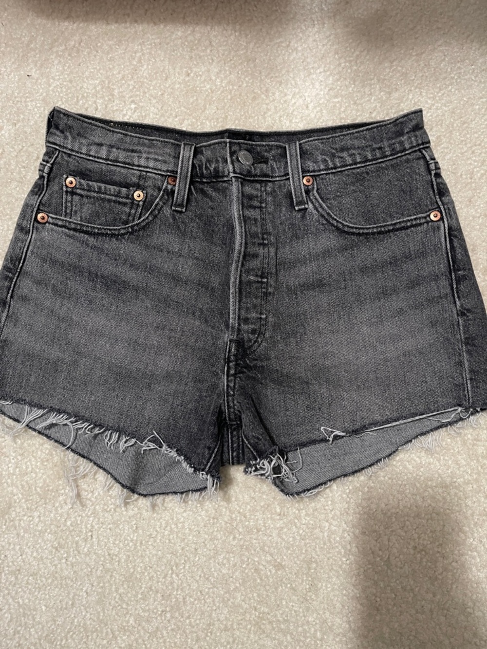 Levi's 501 Black Denim Cutoff Shorts Size 28